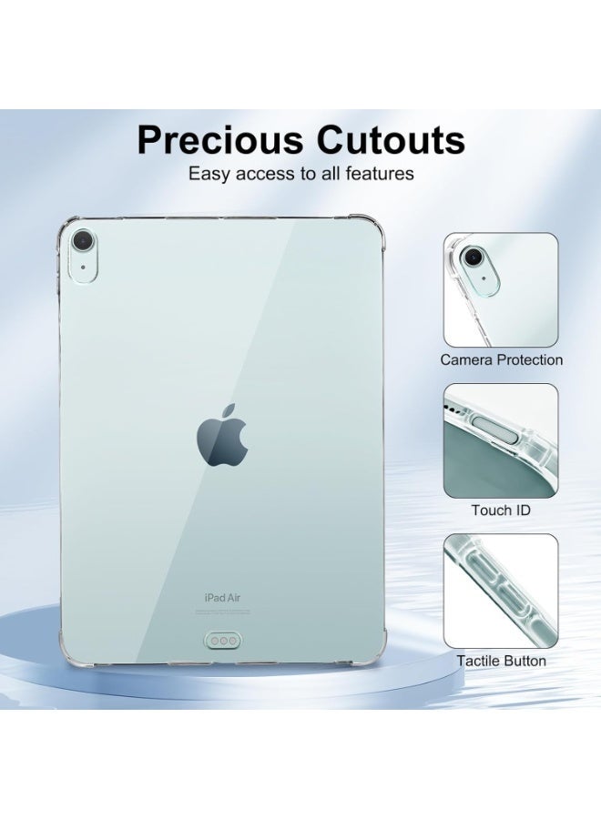 جراب شفاف لجهاز iPad Air 11 بوصة M3 وM2 (2025-2024)، والجيل الخامس/الرابع 10.9 بوصة (2022-2020)، غطاء TPU خفيف الوزن مقاوم للصدمات بحافة مرتفعة، يدعم قلم Apple Pencil Pro/الجيل الثاني/USB-C - Image 3